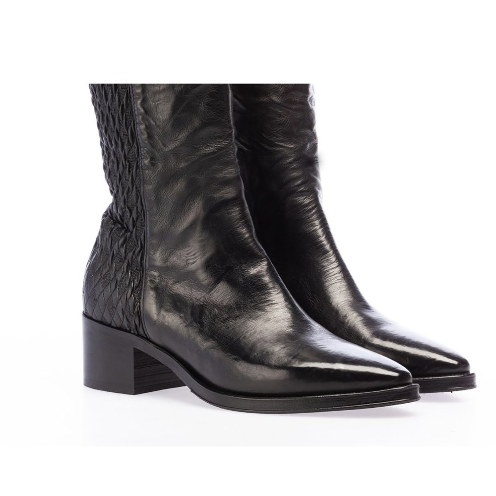 Ducanero Black Ankle Boot Washed Combination leather and embroidery stretch - Picture 2 of 5